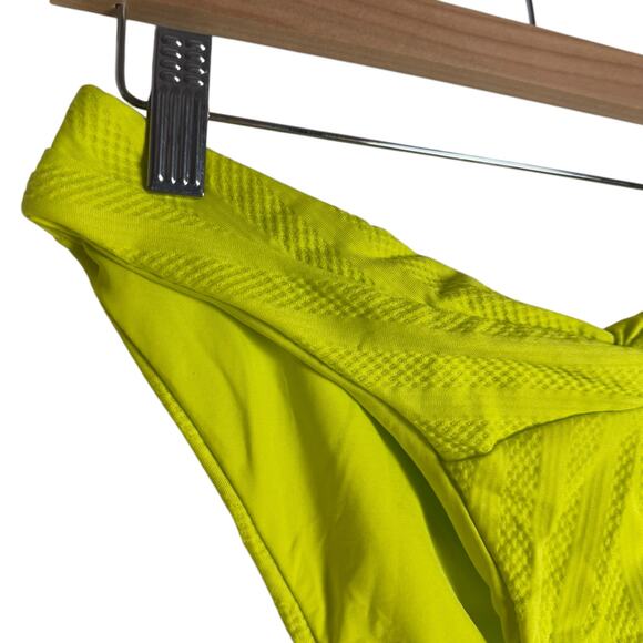 Becca Prima Neon Yellow Twist Front Hipster Bikini Swimsuit Bottoms Size Medium - Picture 6 of 13